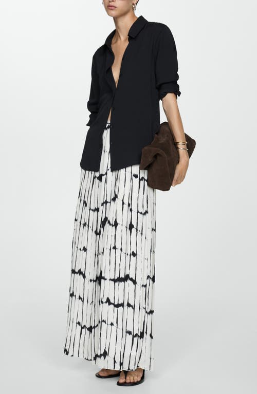 Shop Mango Pleated Print Midi Skirt In Off White