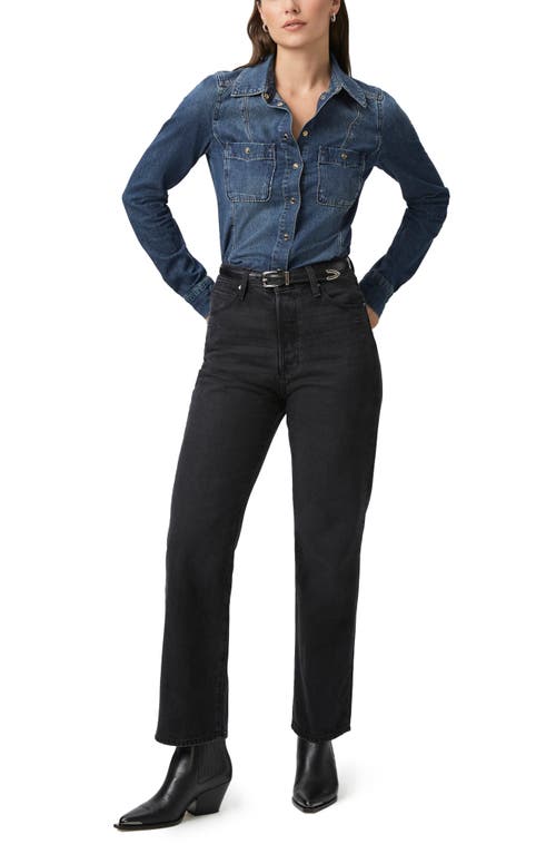 Shop Paige Sawyer High Waist Straight Leg Jeans In Dark Dawn Distressed