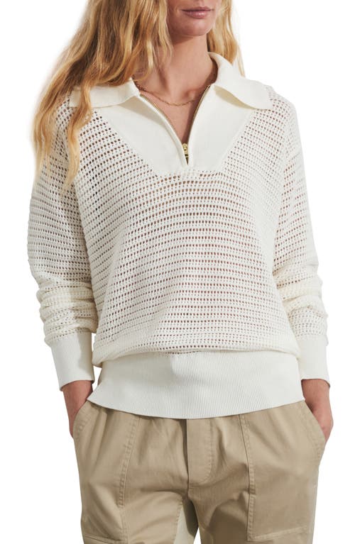 Varley Cole Mesh Stitch Polo Sweater in Egret