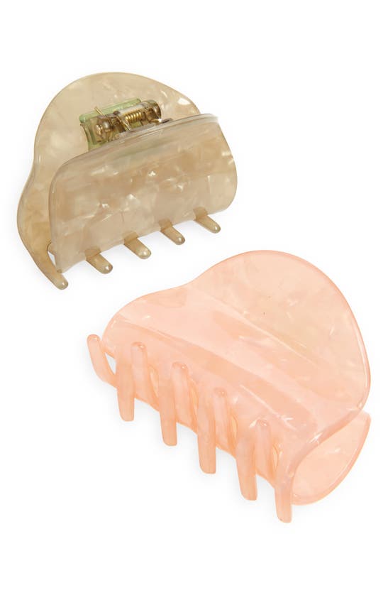 Tasha Assorted 2-pack Large Jaw Clips In Blush Grey