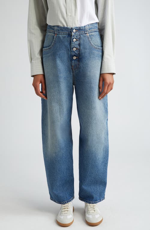 Shop Mm6 Maison Margiela Button Fly Balloon Leg Jeans In Light Blue