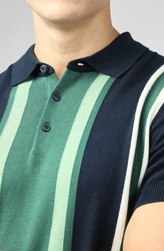 Shop Ben Sherman Vertical Stripe Polo Sweater In Dark Navy