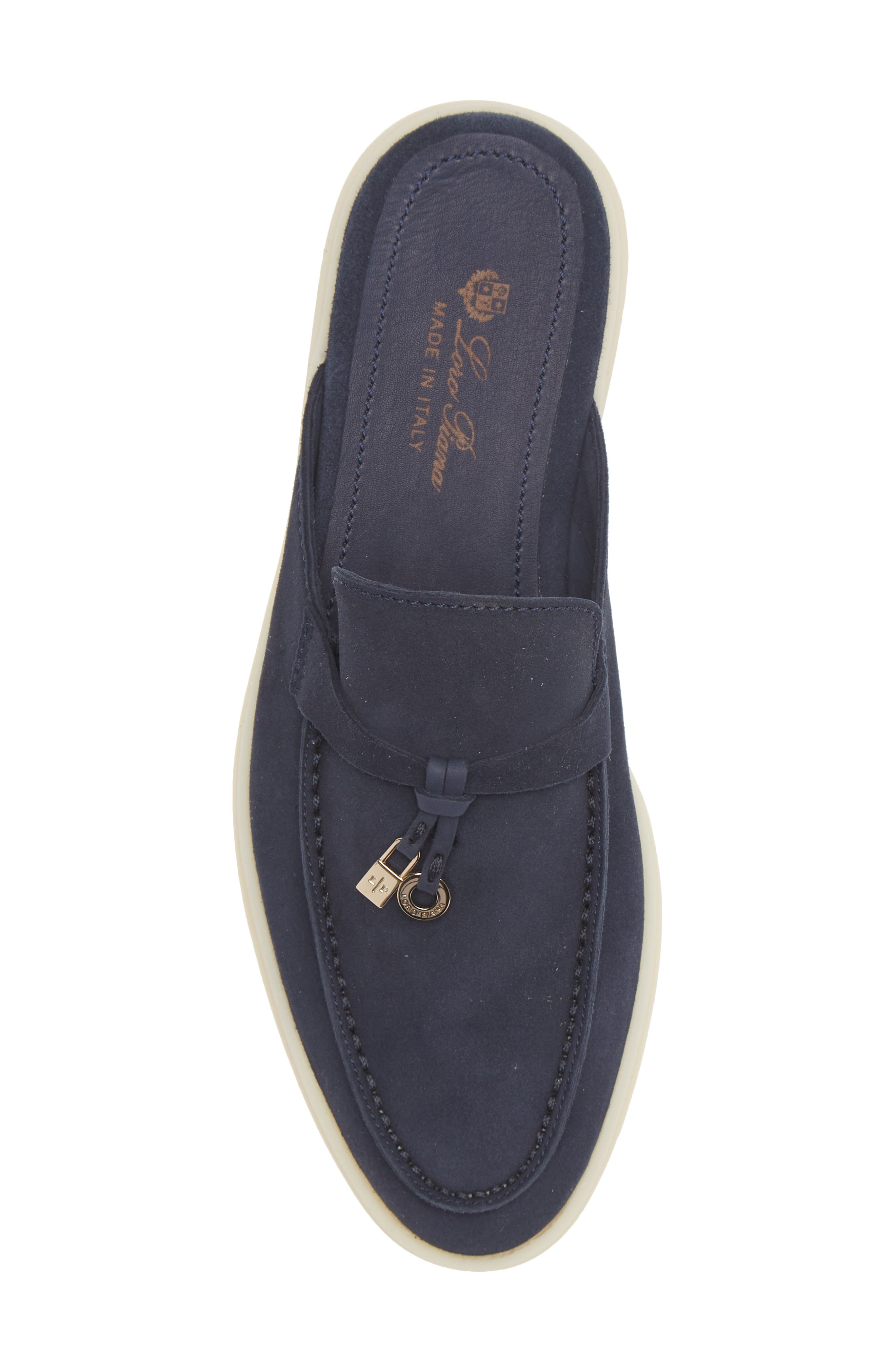 LORO PIANA Babouche Charms Mule in W948 Argo Blue Mlange | Smart 