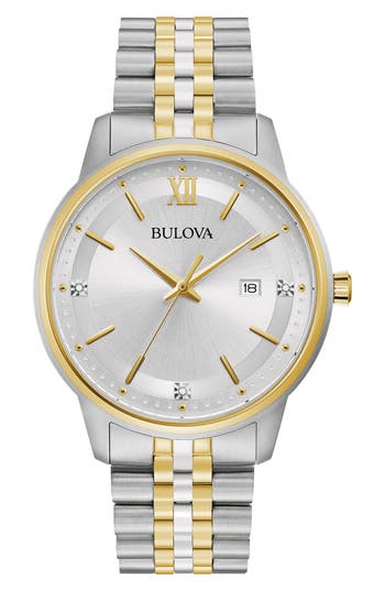 Bulova Two-tone Diamond Bracelet Watch, 41mm In Two-tone