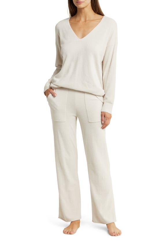 Barefoot Dreams Cozychic™ Ultra Lite® Long Sleeve Lounge Shirt & Pants In Almond