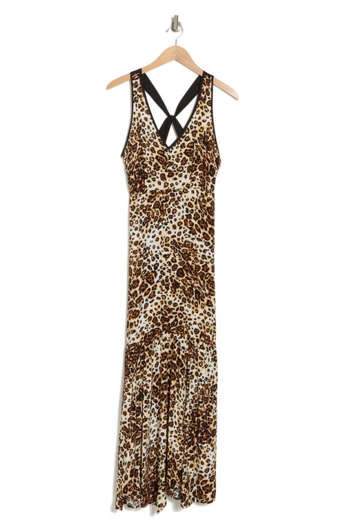 Shop Lovestitch Leopard Print Sleeveless Maxi Dress In Camel/brown