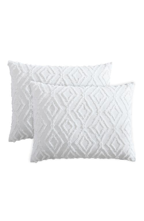 Shop French Connection Hanwell Clipped Jacquard Duvet Cover & Sham Set In White/blue