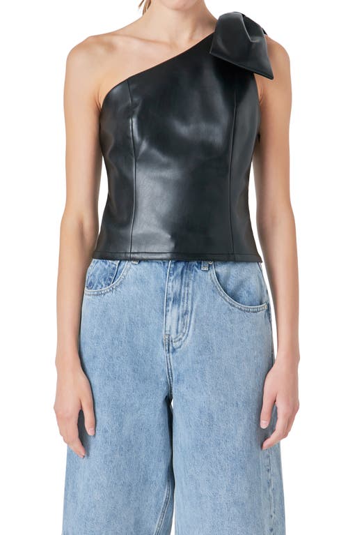 Grey Lab One-shoulder Pleated Top In Charcoal