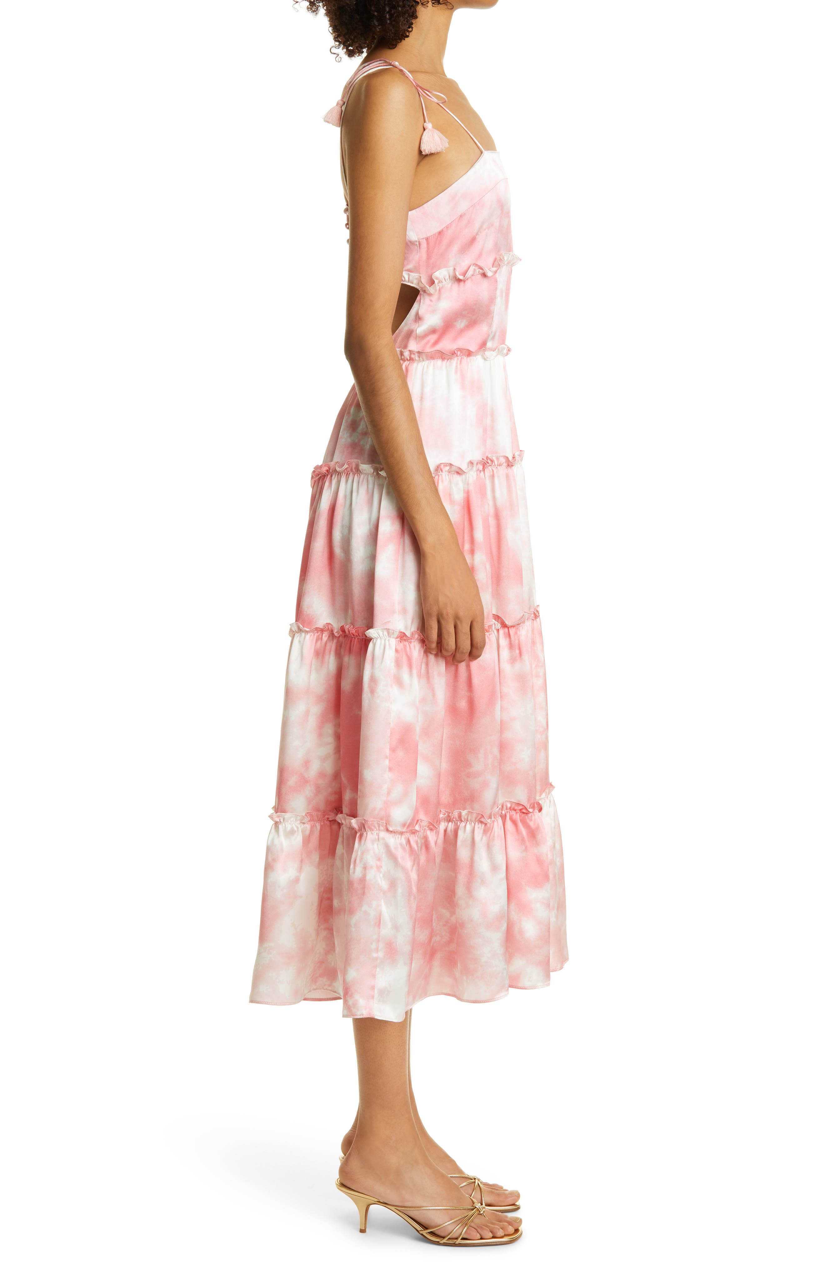 allison new york floral tiered tassel dress