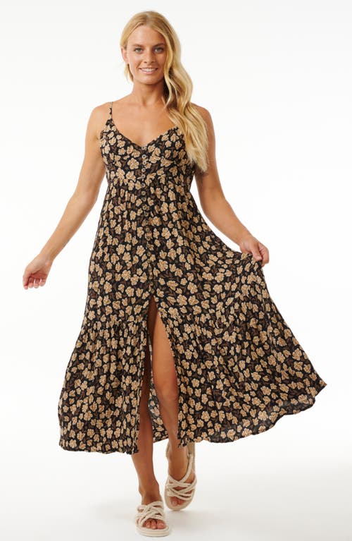 Rip Curl Soleil Button Through Maxi Dress In Black