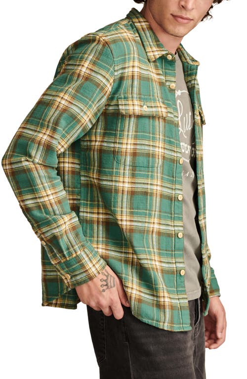 Lucky Brand Plaid Big Slub Twill Button-up Shirt In Natural Green Multi