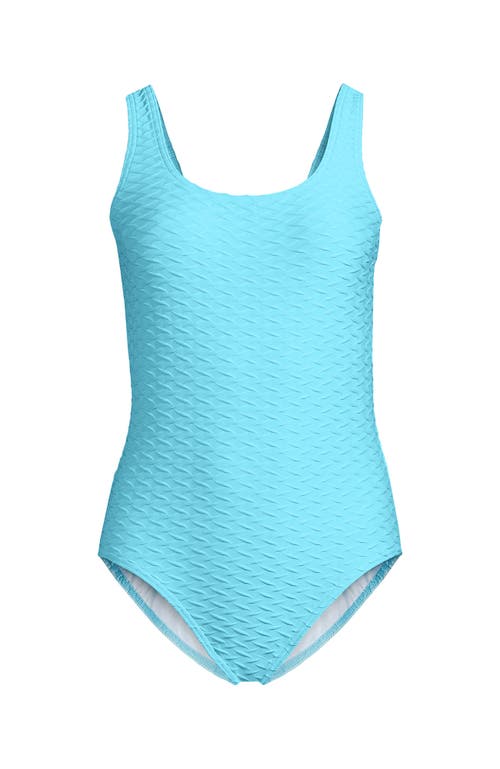 Shop Lands' End Plus Size Chlorine Resistant Texture High Leg Soft Cup Tugless One Piece Swimsuit In River Mist