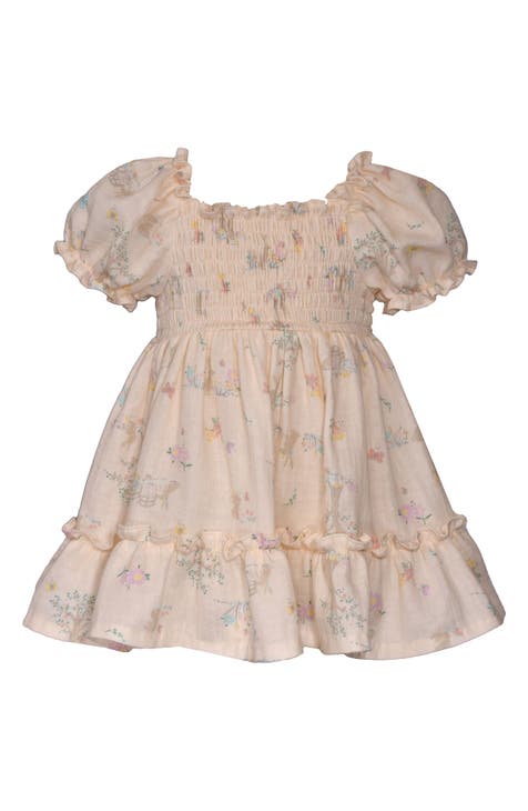 Bunny Floral Smocked Cotton Gauze Dress (Baby)