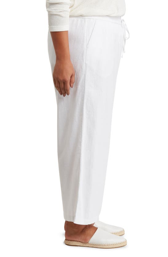 Caslon Tie Waist Wide Leg Crop Linen Blend Pants In White