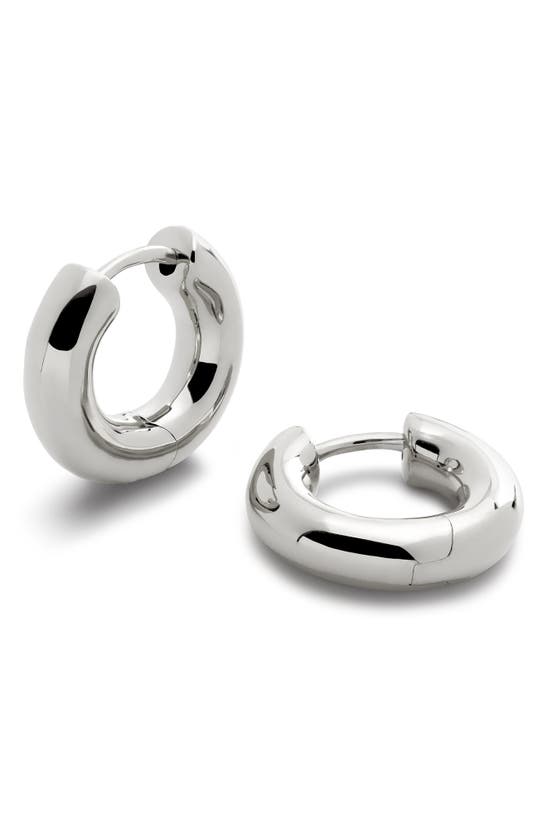 Shop Monica Vinader Essential Tube Huggie Hoop Earrings In Sterling Silver