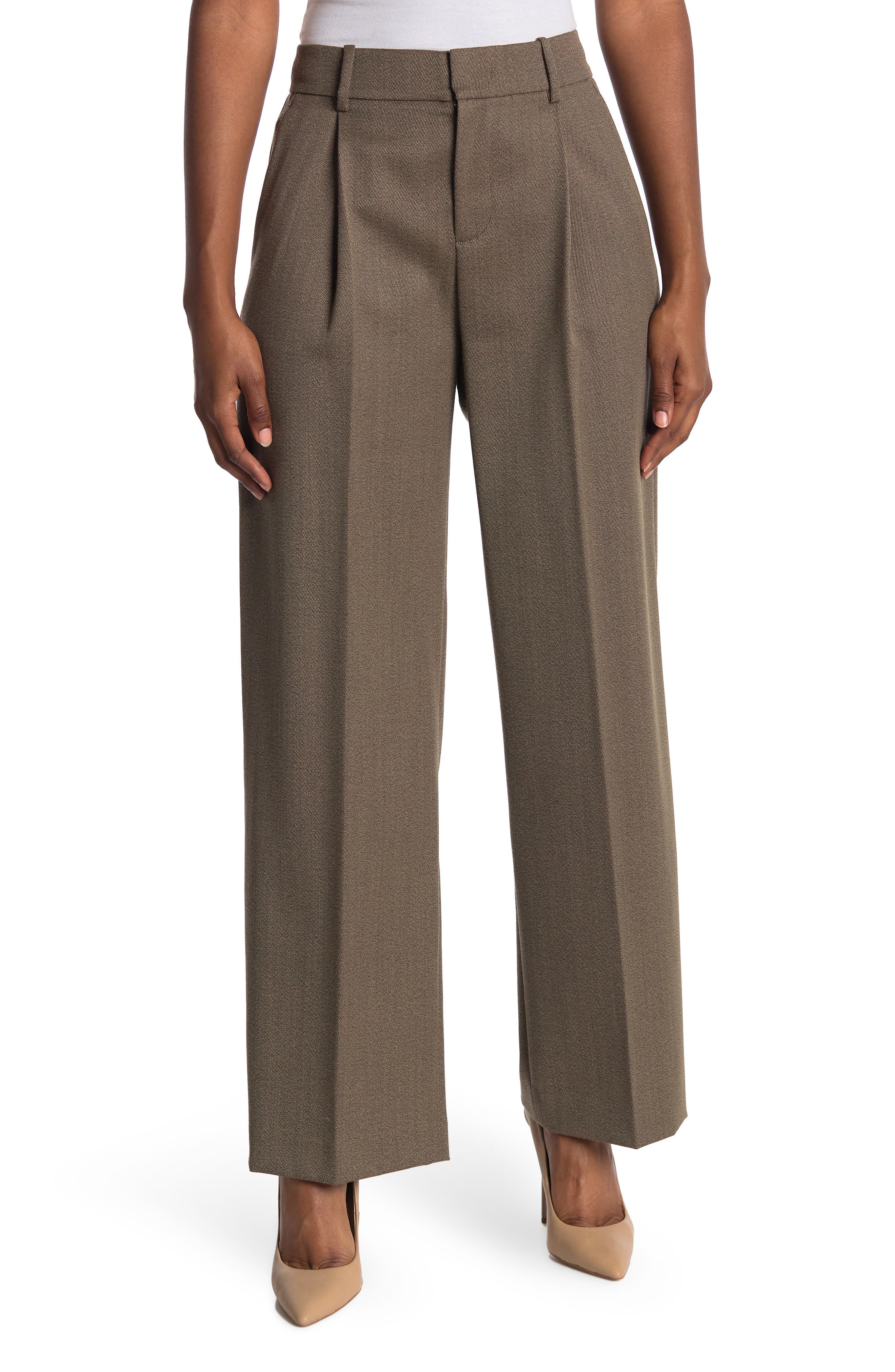 Vince Tailored Twill Pants In Olive 