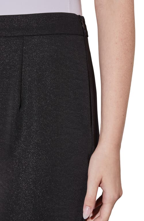 Shop Ming Wang Metallic Shimmer Straight Leg Pants In Black/silver