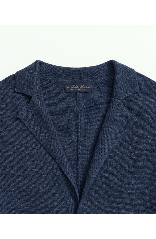 Shop Brooks Brothers Linen & Cotton Notched Lapel Cardigan In Linen Navy Marl