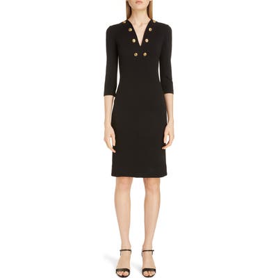 Givenchy Button Detail Jersey Sheath Dress, 6 FR - Black