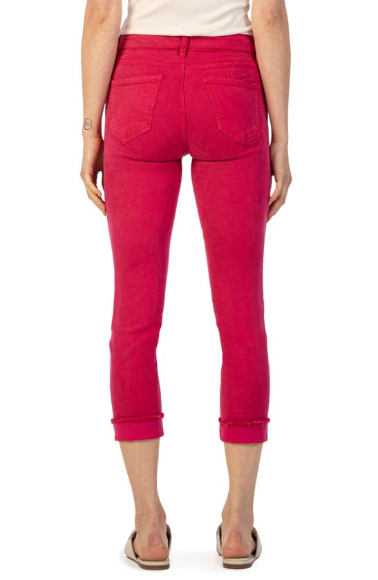 Shop Kut From The Kloth Amy Fray Hem Crop Skinny Jeans In Brave Fuschia