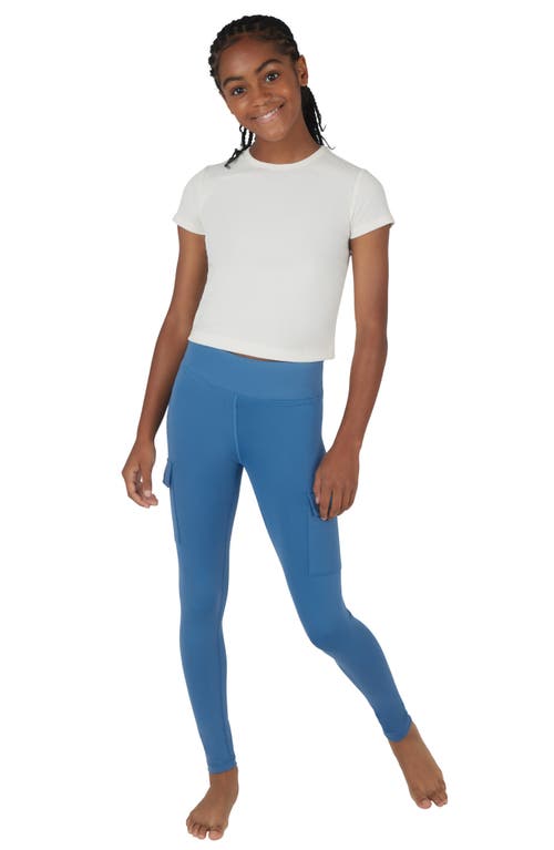 90 Degree By Reflex Kids' 2-pack Cargo Pocket Leggings In Coronet Blue/htr.grey