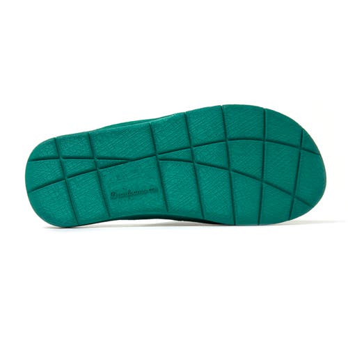 Shop Dearfoams Mickey Terry Adjustable Shower Slide Slipper In Deep Green