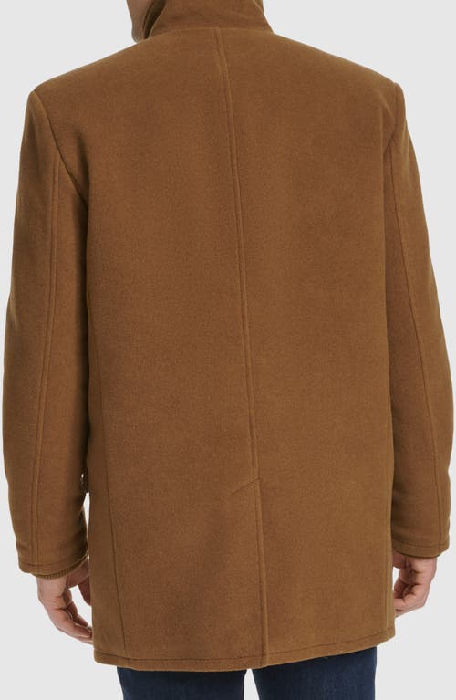 Cole Haan Signature Stand Collar Wool Blend Car Coat In Camel