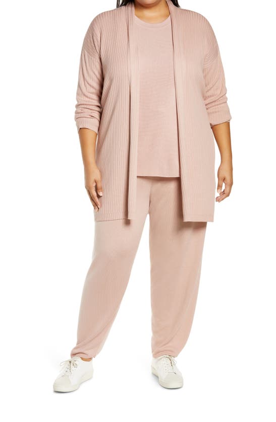 Eileen Fisher Petite Organic Cotton Terry Ankle Track Pants In Powder