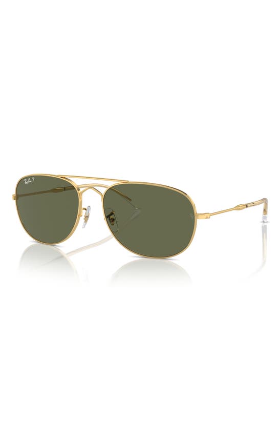 Ray Ban Bain Bridge 60mm Polarized Pillow Aviator Sunglasses In Gold Flash