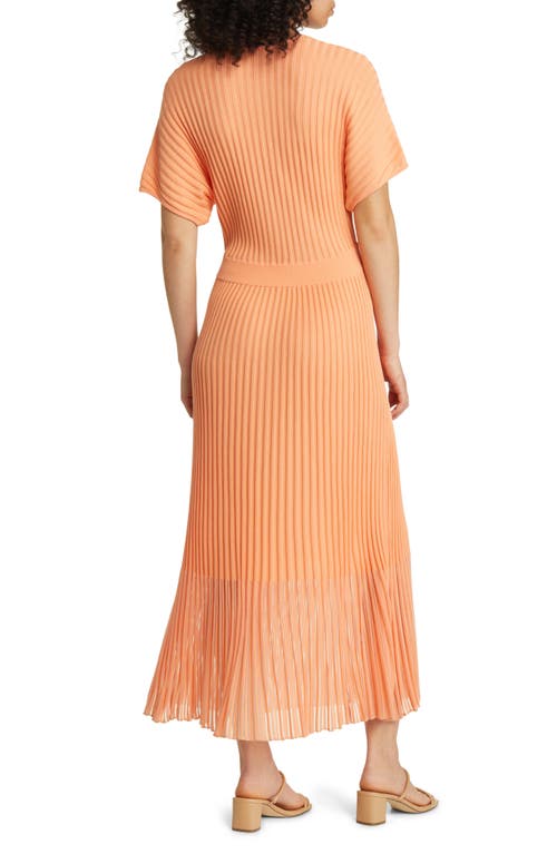 Shop Misook Rib Knit A-line Dress In Citrus Blossom/white