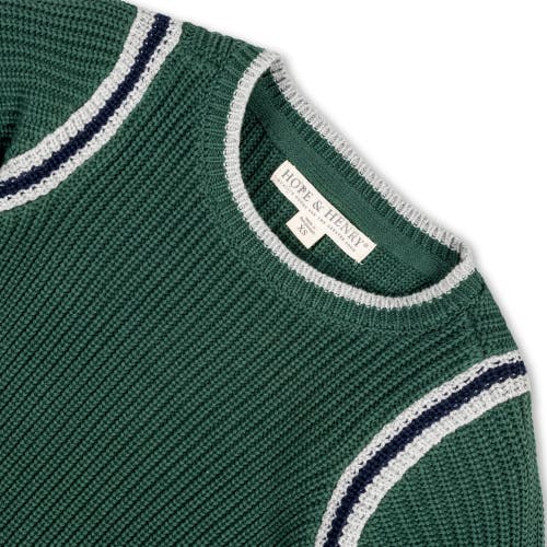 Hope & Henry Boys' Organic Sporty Crew Neck Sweater, Kids In Collegiate Green
