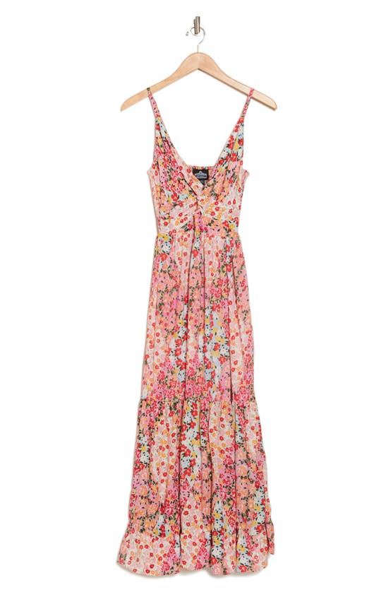 Angie Twisted Front Maxi Sundress In Pink