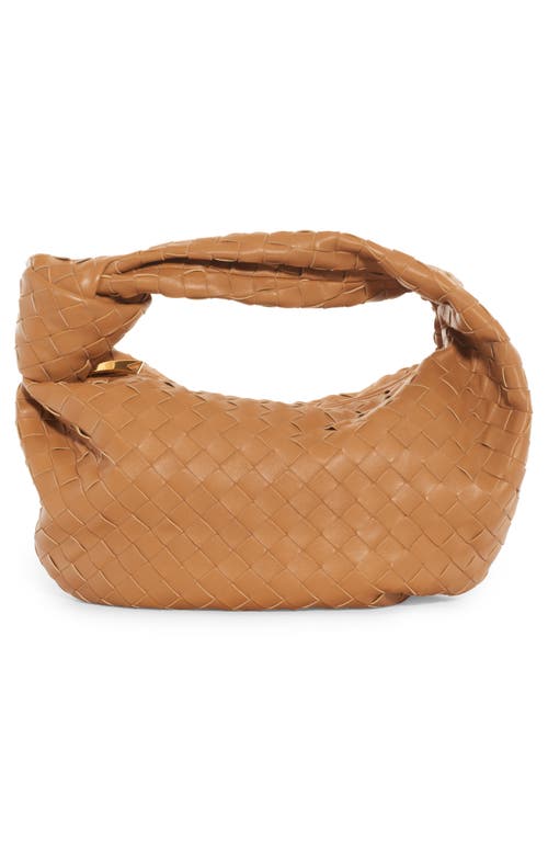 Bottega Veneta Teen Jodie Knitted Shoulder Bag In Caramel Gold