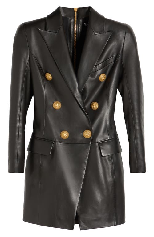 Long Sleeve Leather Coat Dress in 0Pa Black