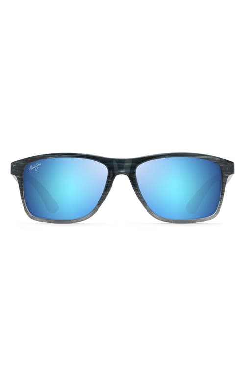 Maui Jim Onshore 58mm Polarized Rectangular Sunglasses in Blue Black Stripe