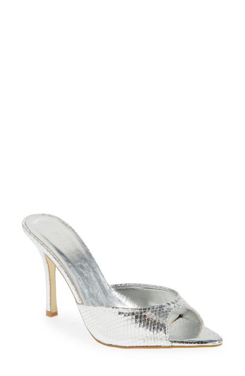 Lila Metallic Snakeskin Embossed Sandal in Silver Scale
