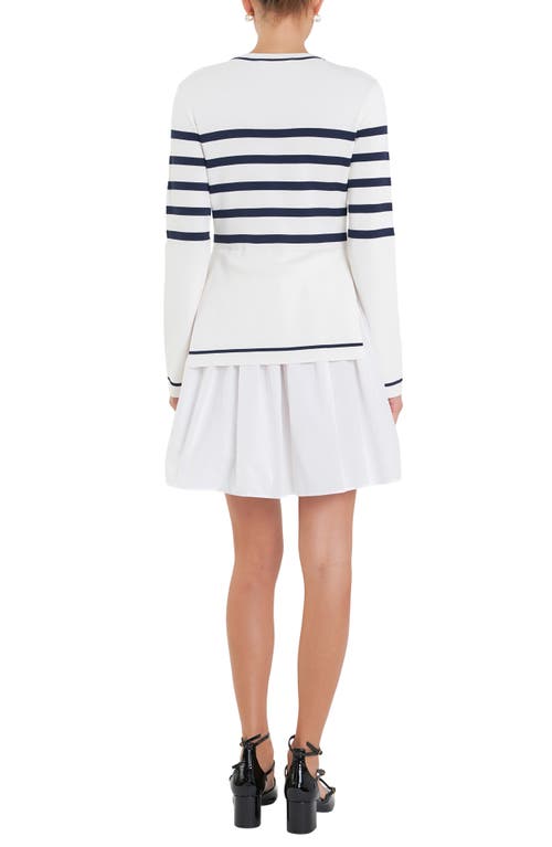 ENGLISH FACTORY ENGLISH FACTORY LONG SLEEVE MIXED MEDIA MINIDRESS