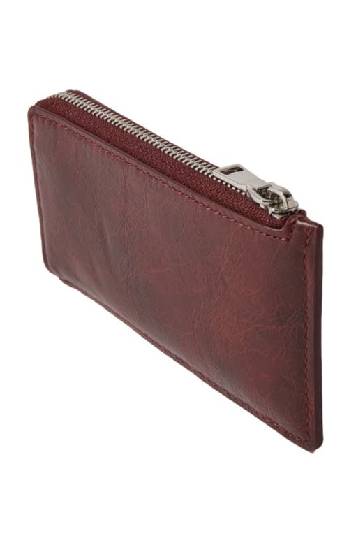 Shop Maje Crackled Leather Cardholder In Burgundy