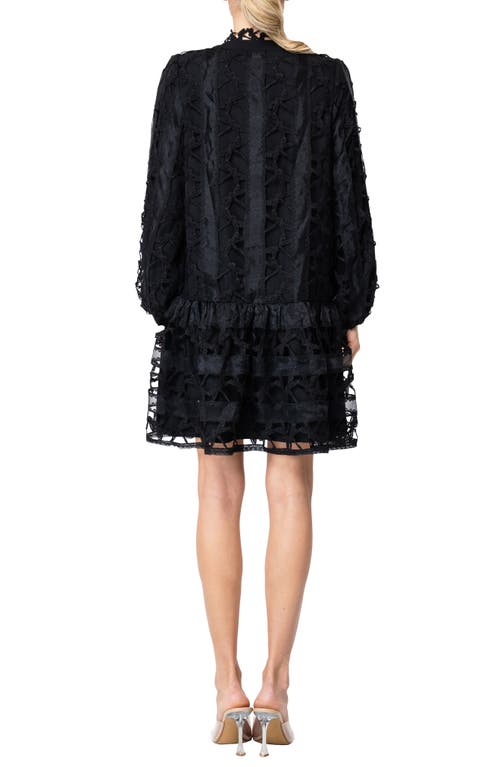 Shop Ciebon Yvia Dragonfly Lace & Organza Drop Waist Dress In Black