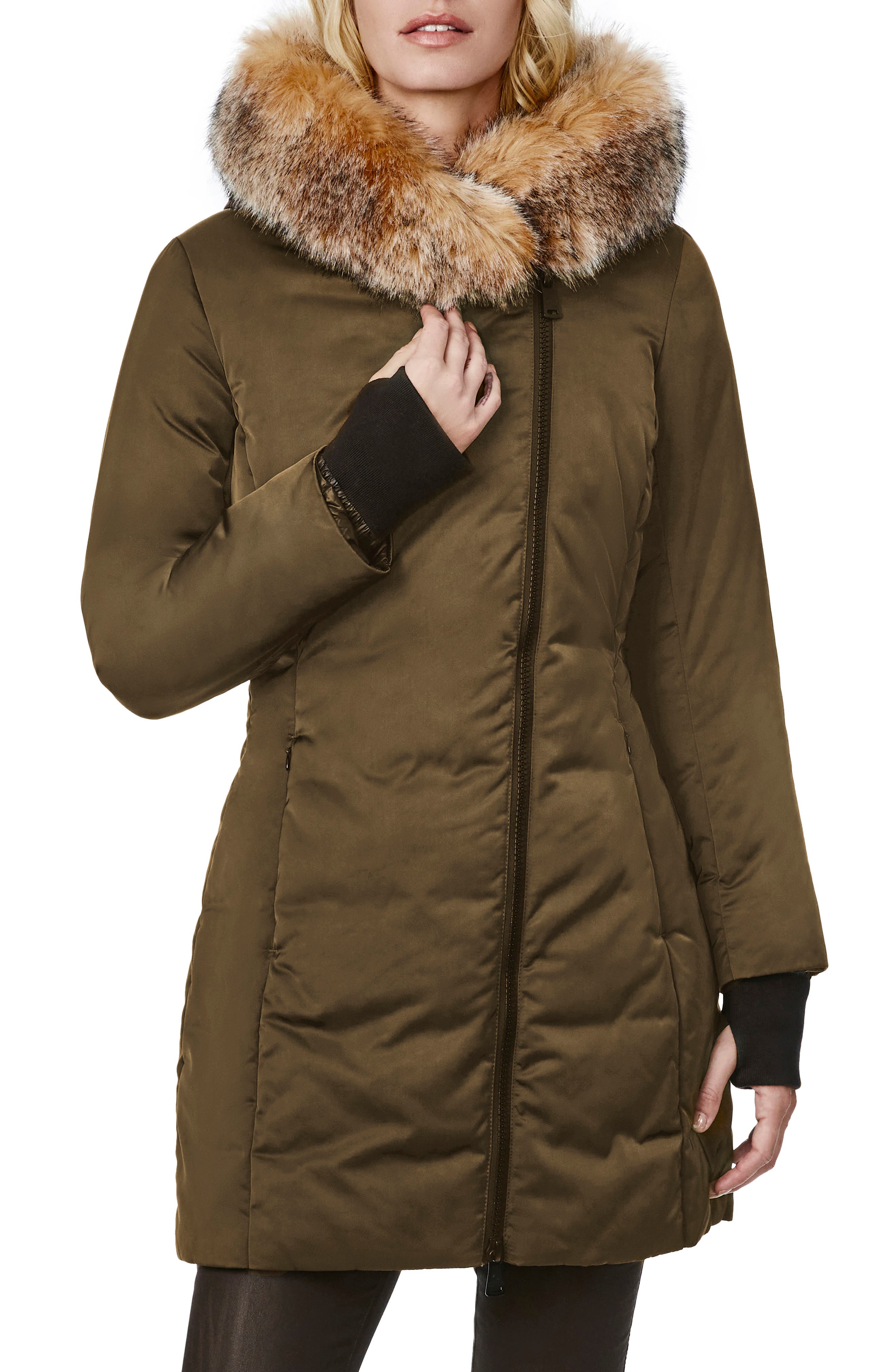 bernardo oversized faux fur hood puffer coat