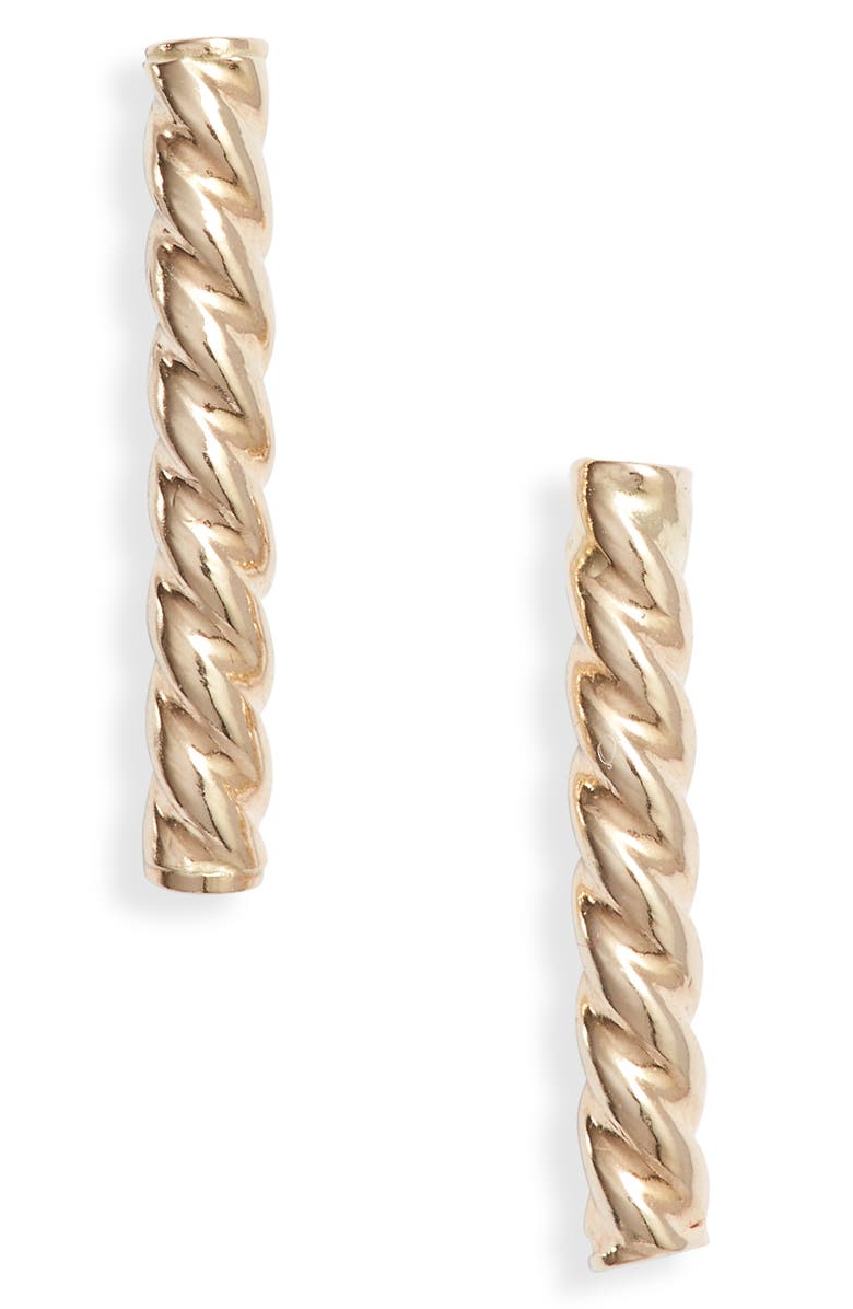 BONY LEVY 14K Gold Twisted Bar Stud Earrings, Main, color, YELLOW GOLD