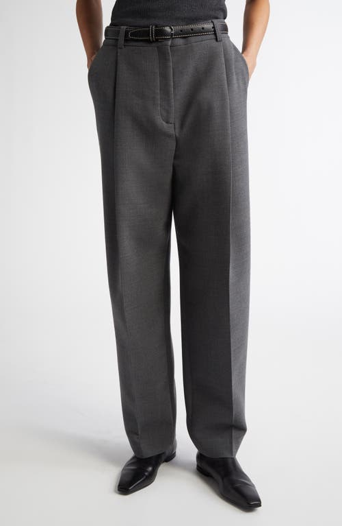 Totême Toteme Pleated Straight Leg Pants In Grey Melange