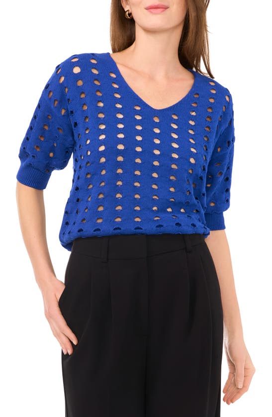 Halogen Open Knit Sweater In Mazarine Blue