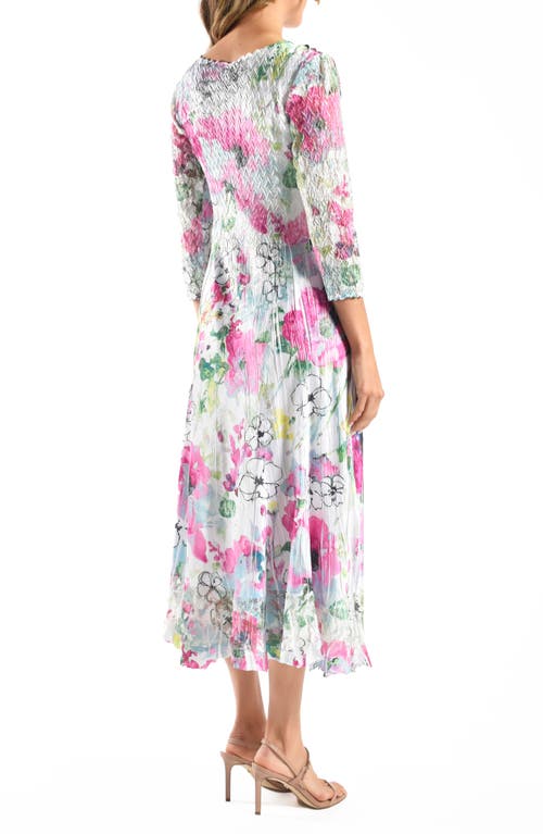 Shop Komarov Charmeuse & Chiffon A-line Dress In Fresh Bouquet