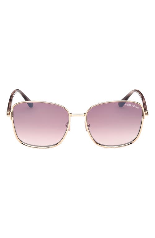 TOM FORD Fern 57mm Square Sunglasses in Shiny Rose Gold Rose /Rose at Nordstrom