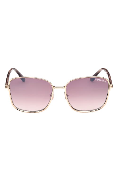 Shop Tom Ford Fern 57mm Square Sunglasses In Shiny Rose Gold Rose/rose