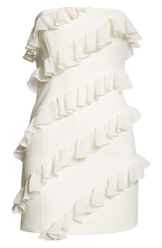 Shop Cinq À Sept Ninette Ruffle Detail Strapless Minidress In Ivory