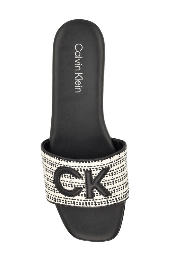 Calvin Klein Yides Womens Logo Textured Slide Sandals In Black01