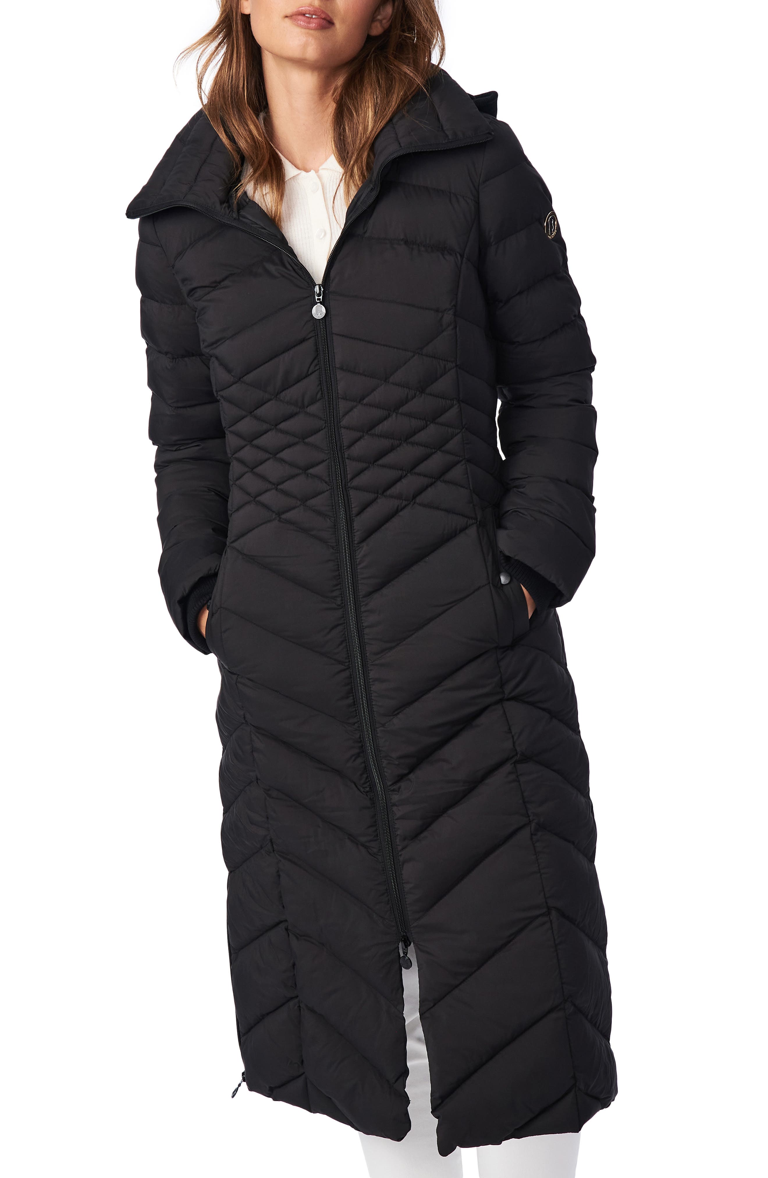 longline puffer coat black