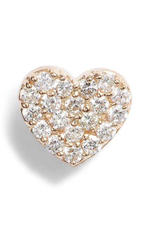Anzie Pavé Diamond Single Heart Stud Earring in Gold/Diamond at Nordstrom